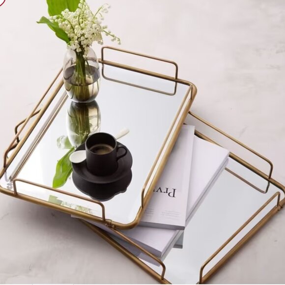 West Elm Fishs Eddy Gilded Cafe Mirror Tray - Picture 1 of 10